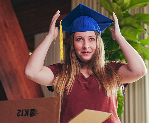 Student with her graduation hat