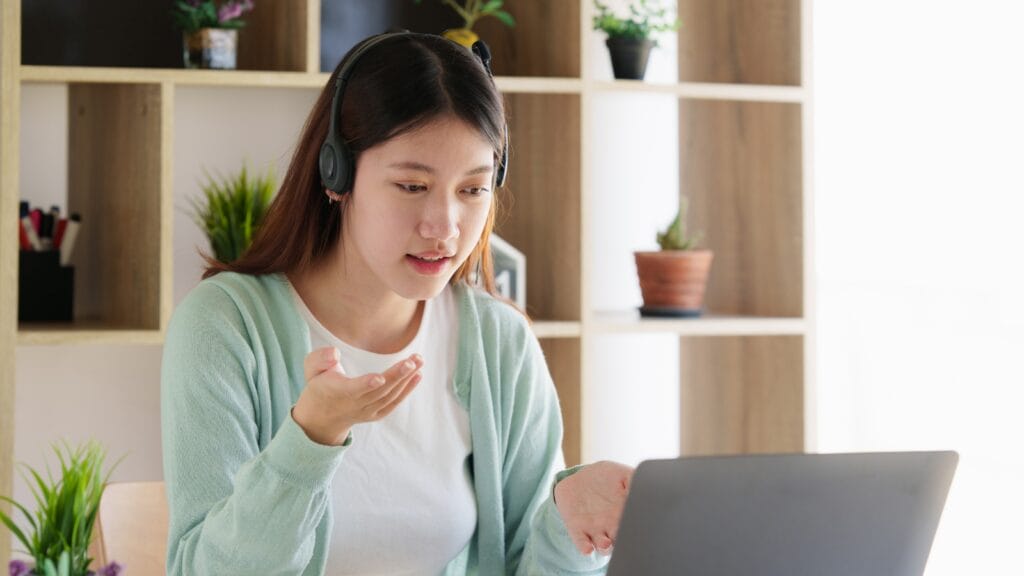 girl in virtual meeting